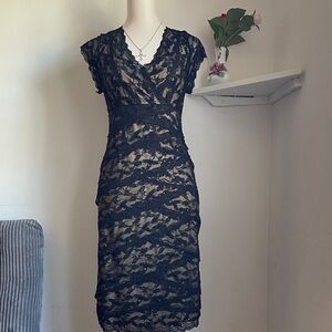 vintage Elegant Black Lace Midi Dress